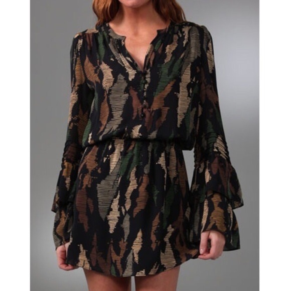 NWOT | Parker Double Flare Sleeve Camo Dress